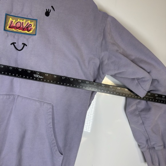 Teddy Fresh Smiley Face Love Hoodie Size Medium Lavender Purple Sweatshirt - Picture 5 of 8